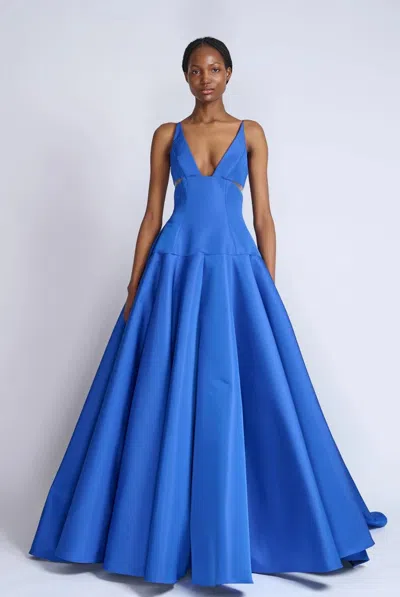 Bibhu Mohapatra Yves Blue Faille Ball Gown