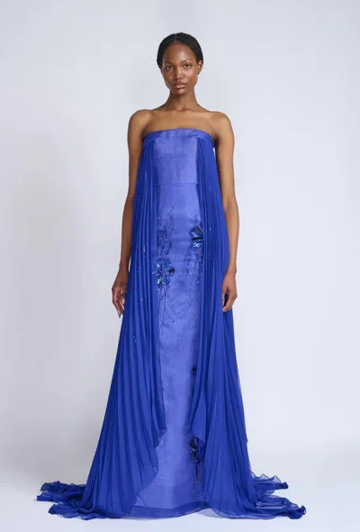 Bibhu Mohapatra Yves Blue Organza And Chiffon Gown