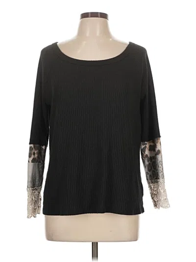 Pre-owned Bibi 3/4 Sleeve Top Black Boatneck Tops