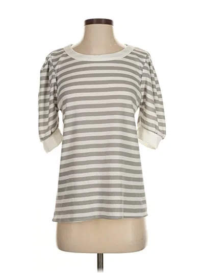 Pre-owned Bibi 3/4 Sleeve Top Gray Boatneck Tops