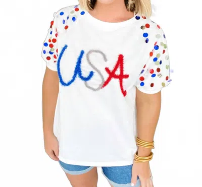 Bibi All-american Sparkle Top In White In Multi