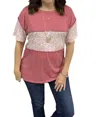 Bibi Animal Print Short Sleeve Top In Red In Pink