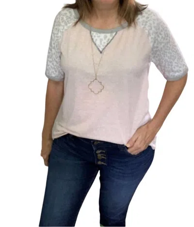 Bibi Animal Print Sleeve Top In Blush In Neutral