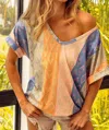 Bibi Arizona Aztec Top In Blue/apricot In Multi