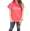 BIBI ASYMMETRICAL CREPE ONE SHOULDER TOP IN CORAL