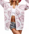 Bibi Aztec Cardigan In Pink In Pink