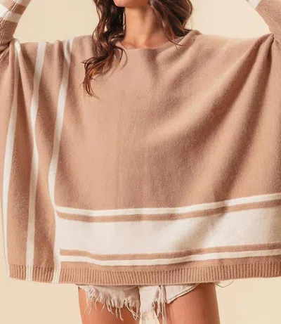 Bibi Batwing Striped Sweater In Oatmeal & Ivory In Brown