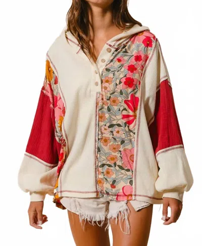 Bibi Blush & Bloom Hoodie In Cream In Red