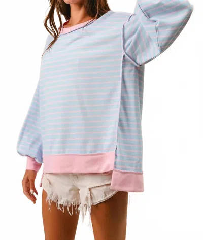 Bibi Blush Striped Top In Blue