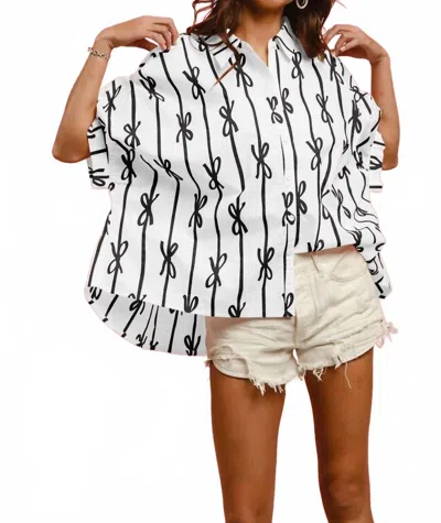 Bibi Bow Button Up Shirt In White