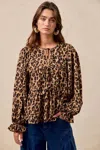 Bibi Bow Tie Front Tiered Top In Leopard In Brown