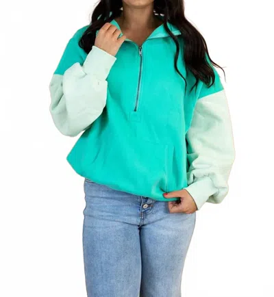 Bibi Bridget Fleece Hoodie In Jade Multi In Red