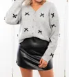 Bibi Claire Bow Cardigan In Grey In Grey