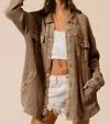 Bibi Codie Shacket In Taupe In Grey