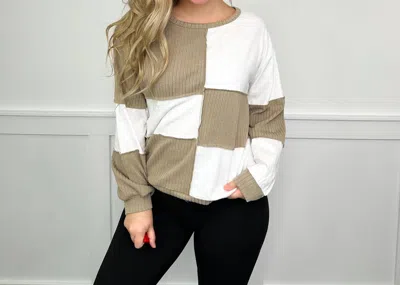 Bibi Color Block Long Sleeve Top In Latte In Multi