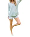 Bibi Cool Down Waffle Long Sleeve In Blue In Green