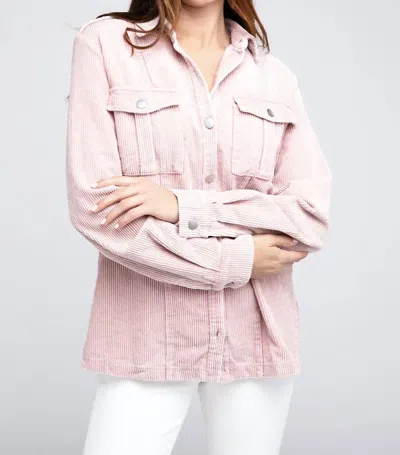 Bibi Corduroy Buttoned Down Jacket In Mauve In Multi