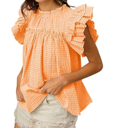 Bibi Crinkle Gingham Top In Orange