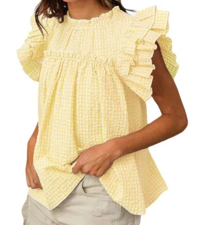 Bibi Crinkle Gingham Top In Yellow