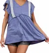 Bibi Crochet Lace Detailed Butterfly Tiered Top In Navy In Blue