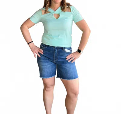 Bibi Cut Out Top In Mint Green In Multi