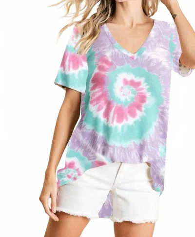 Bibi Cypress Tie Dye Top In Lavender Multi In Purple