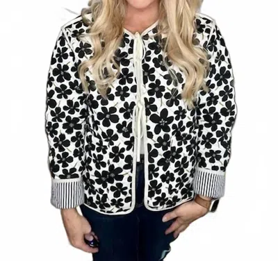 Bibi Daisy Quilted Jacket In Black In Animal Print