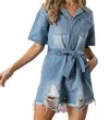 Bibi Debbie Denim Romper In Blue In Blue