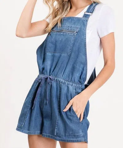 Bibi Denim Overall Shorts In Blue