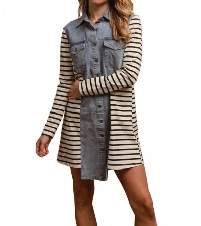 Bibi Denim Stripes Mini Dress In Blue