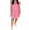 Bibi Dot Tiered Ruffle Sleeve Dress In Pink In Pink