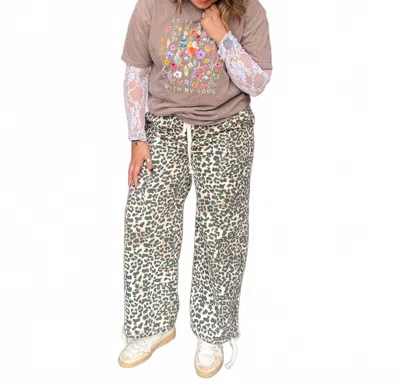 Bibi Drawstring Pants In Leopard In Animal Print