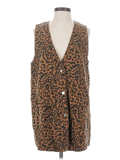 Pre-owned Bibi Faux Fur Vest In Brown