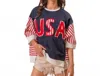 Bibi Firecracker Fun Pullover Top In Navy In Blue