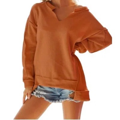 Bibi Fleece Rench Terry Knit Cut Edge In Orange
