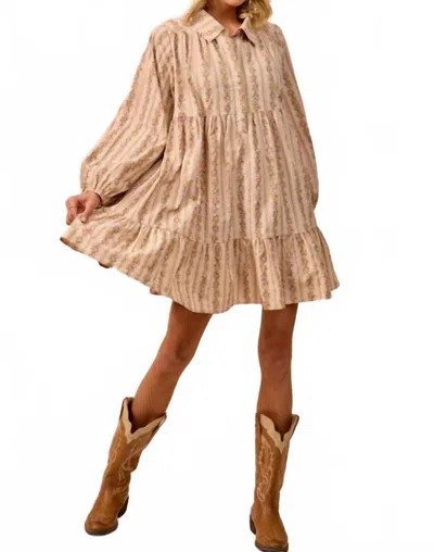 Bibi Floral Print Buttoned Shirt Dress In Cream/beige In Neutral