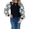 Bibi Flower Crochet Balloon Sleeves Top In Black In Black