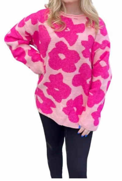 Bibi Flower Power Sweater In Pink