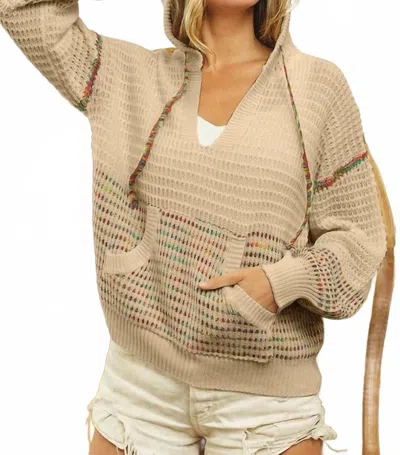 Bibi Flynn Stitches Sweater Hoodie In Oatmeal In Multi