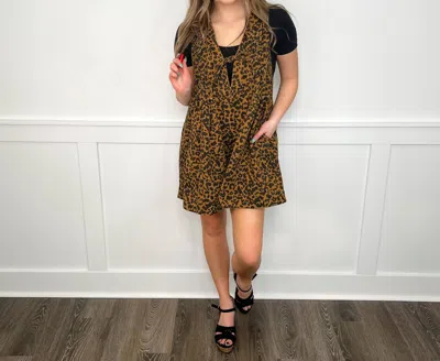 Bibi For The Thrill Denim Romper In Leopard In Multi