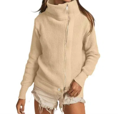 Bibi Front Zip Up High Neck Sweater Jacket In Oatmeal In Neutral