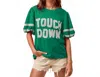 Bibi Gameday Theme Sleeve Touch Down Patchwork Top In Green In Green
