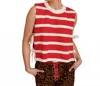 Bibi Glamory Side-tie Striped Sweater Knit Top In Red In Multi