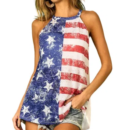 Bibi Grungy American Flag Print Tank In Star/stripe In Multi
