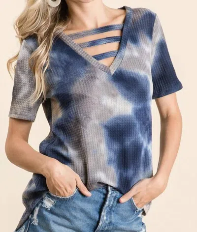 Bibi Harmony Strappy Tie Dye Top In Navy / Charcoal In Blue