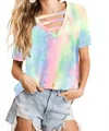 Bibi Harmony Strappy Tie Dye Top In Pastel In Blue