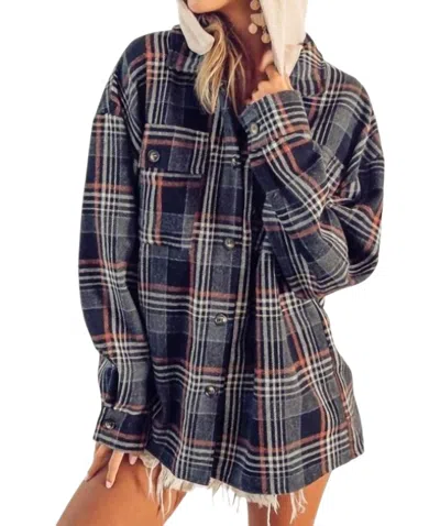 Bibi Hooded Flannel Jacket In Black Multi