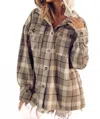 Bibi Hooded Flannel Jacket In Mocha Multi In Brown