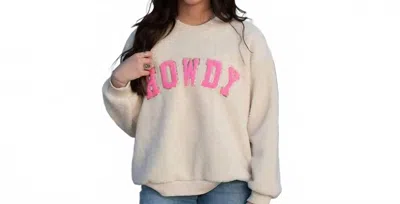Bibi Howdy Western Sherpa Pullover Sweater In Ivory In Neutral
