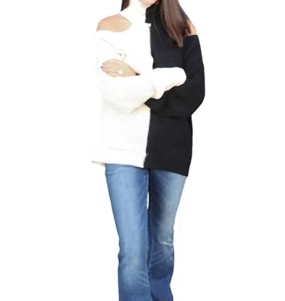 Bibi I'll Get It Now Top Sweater In Ivory/black In Multi